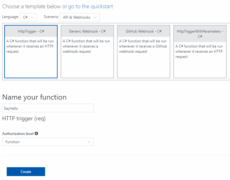 Create Azure Function